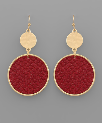 Double Circle Leather Dangle Earrings